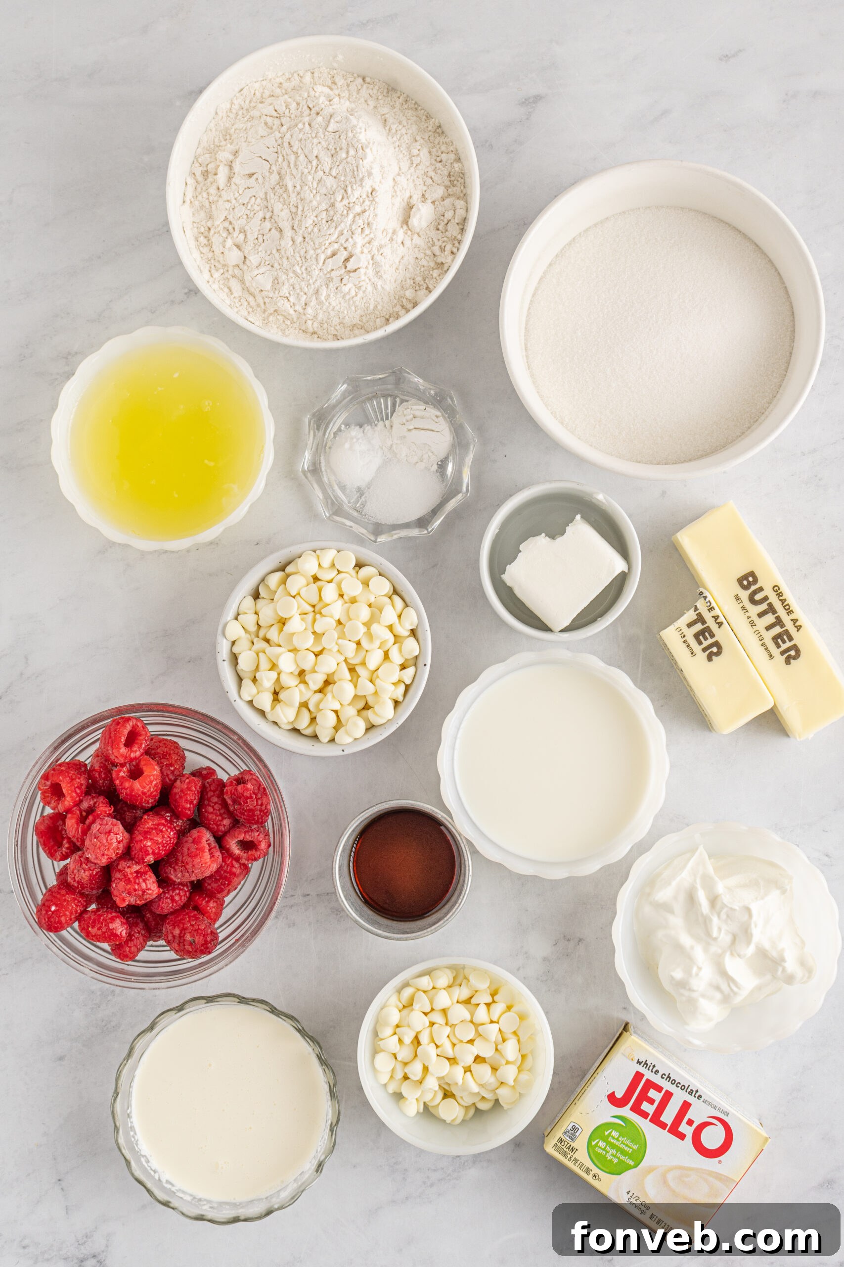 Overhead view of the ingredients needed to complete this recipe.