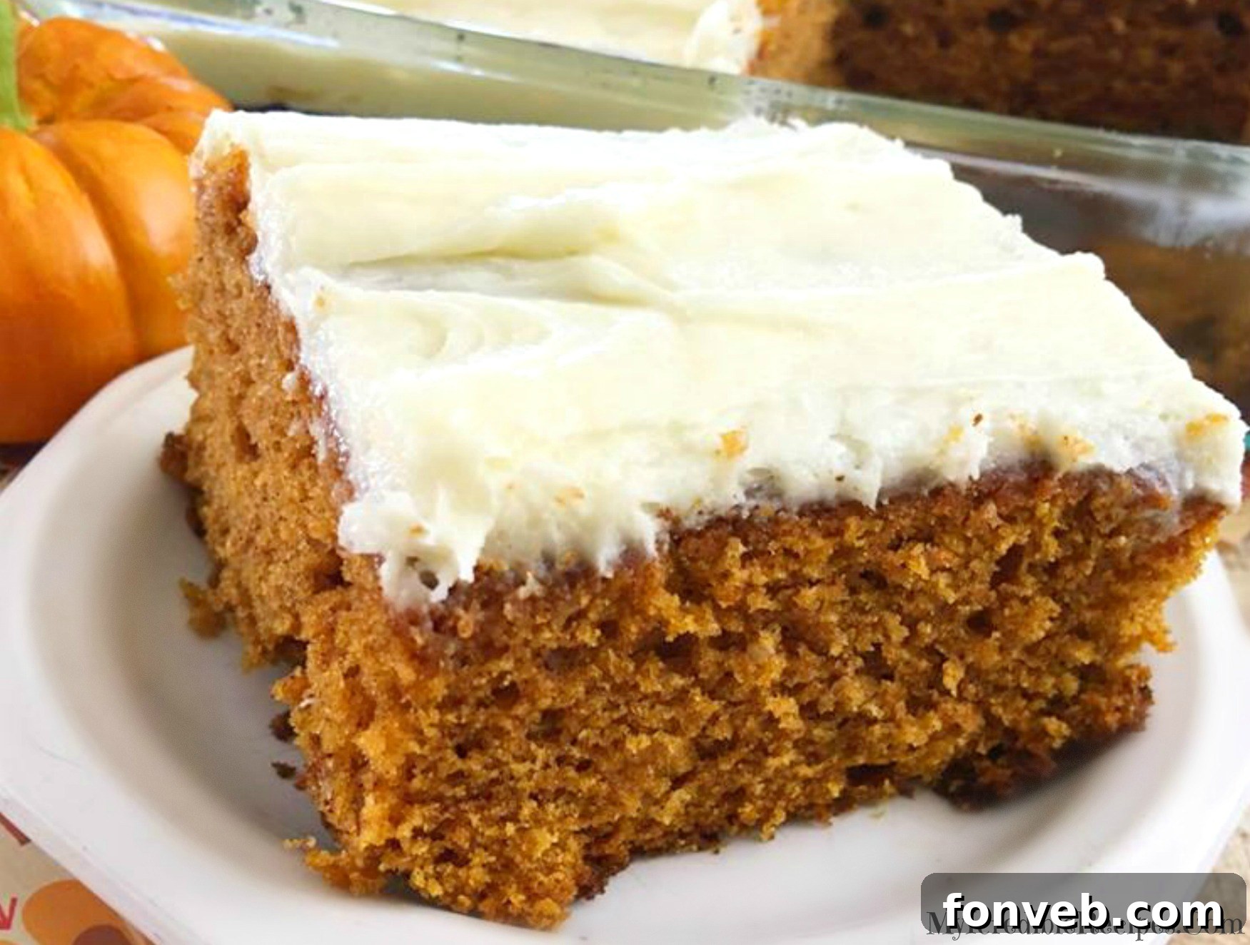 Luscious Pumpkin Spice Cake with Velvety Cream Cheese Frosting 8 Full tray of freshly baked pumpkin cake with cream cheese frosting