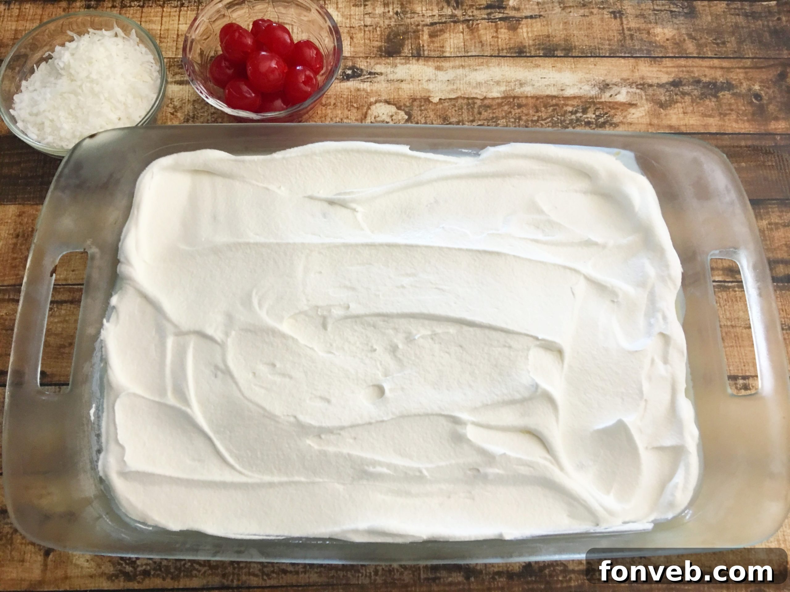 Powdered sugar added to whipping cream for sweetness