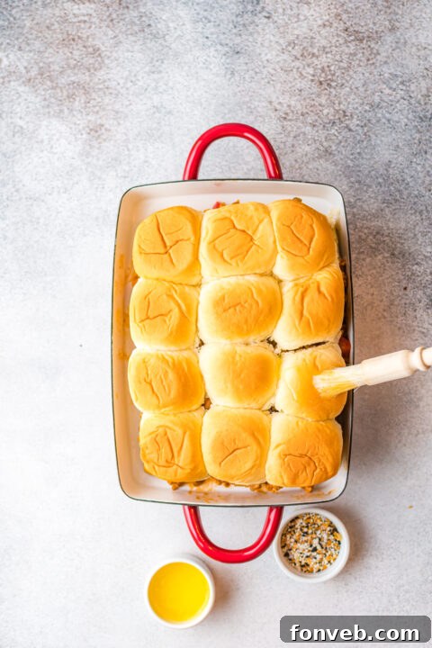Step-by-step image of the cheesy chicken mixture melting together.