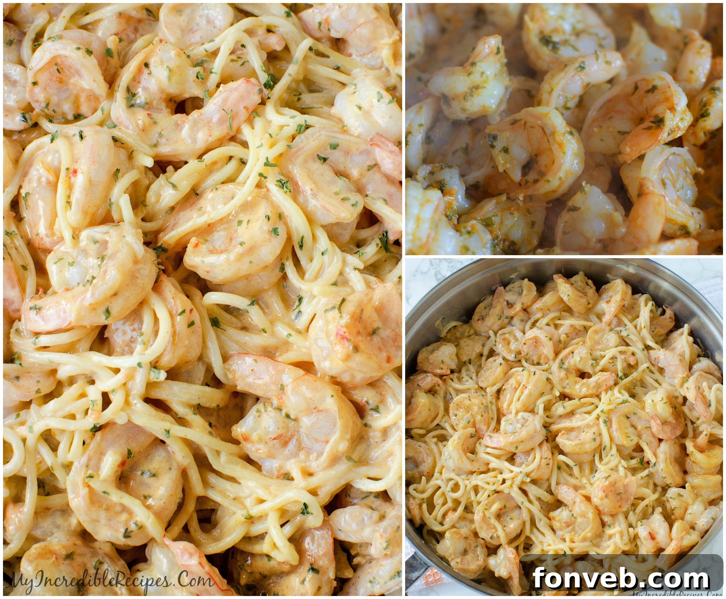A vibrant collage of Bang Bang Shrimp Pasta images, perfect for social sharing.