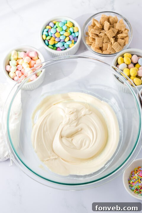 Step-by-step image of preparing Easter Bunny Munch.