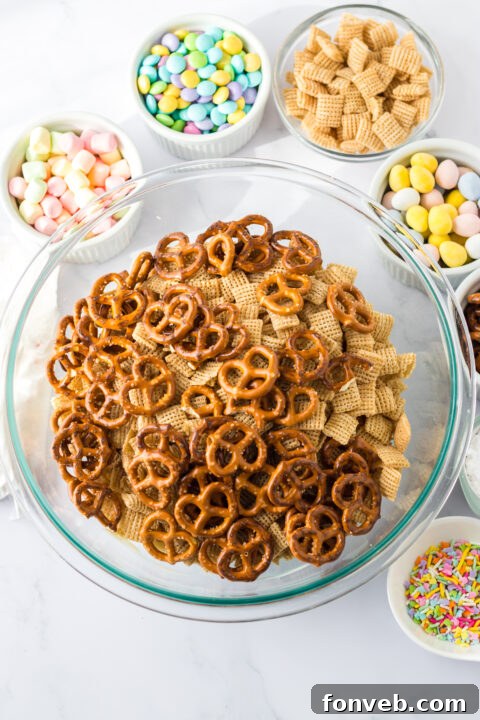 Another step-by-step image showing the mixing process for Bunny Munch.