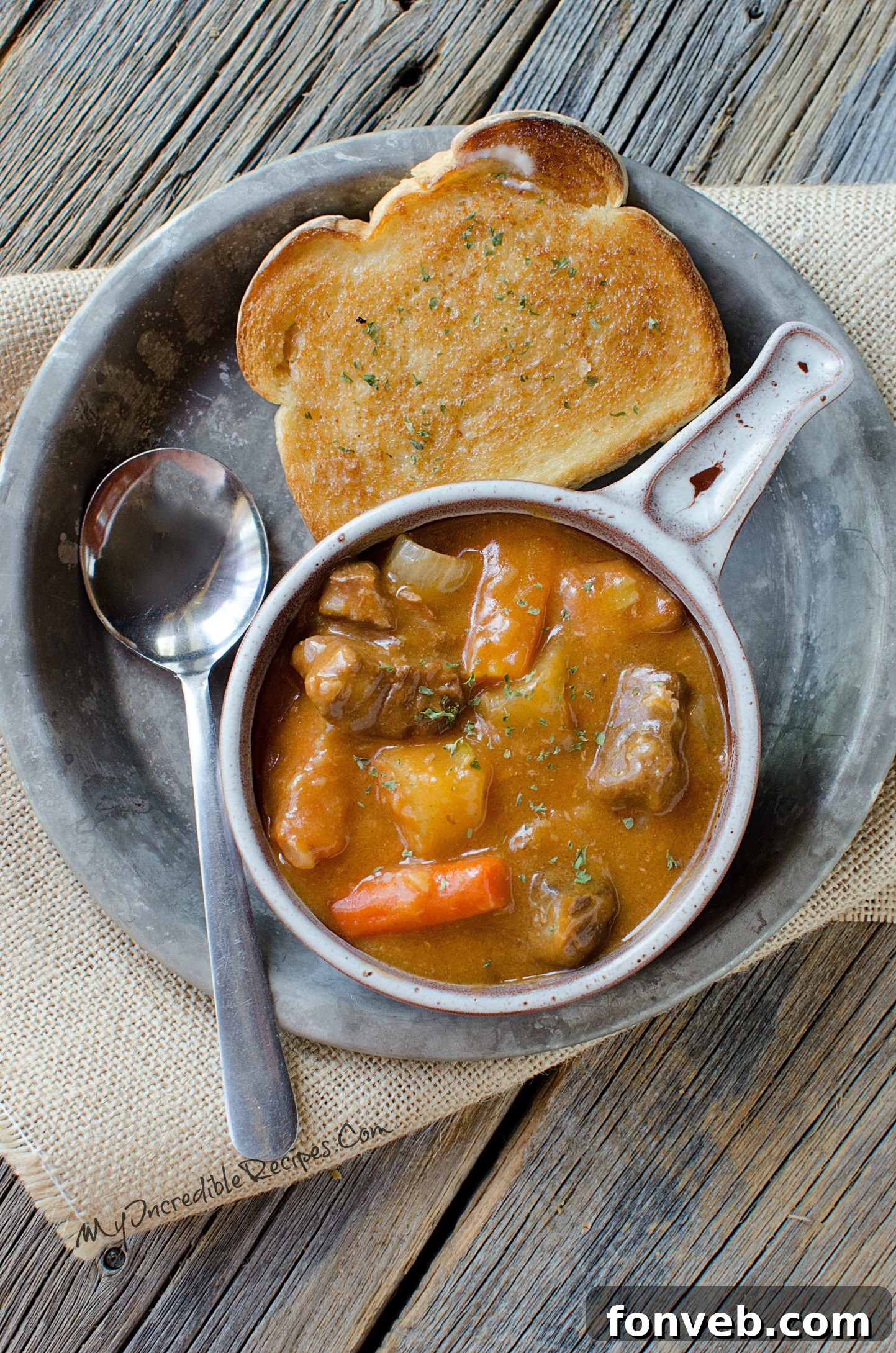 Overhead shot of Slow Cooker Beef Stew