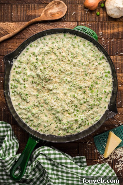 Creamed peas step-by-step preparation