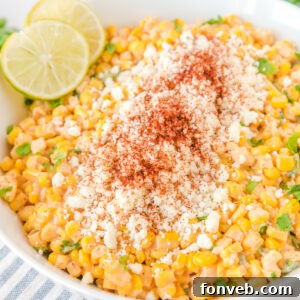 Mexican Street Corn Salad in a white bowl