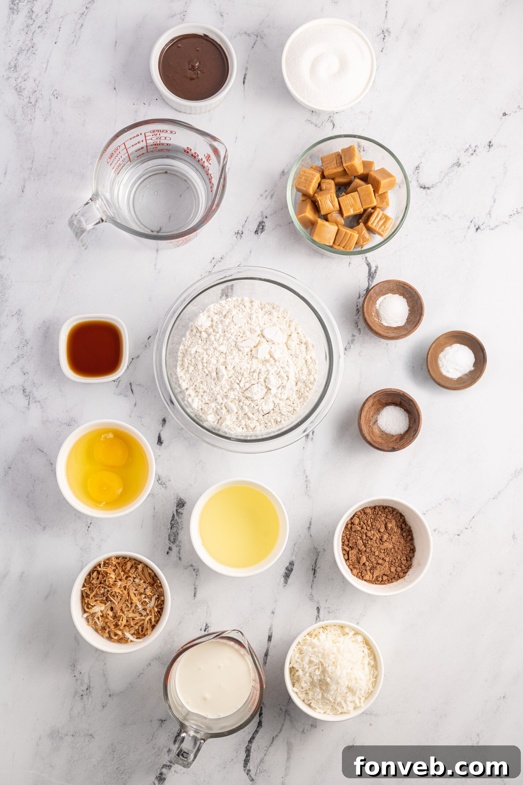 Overhead view of the ingredients needed to complete this recipe.