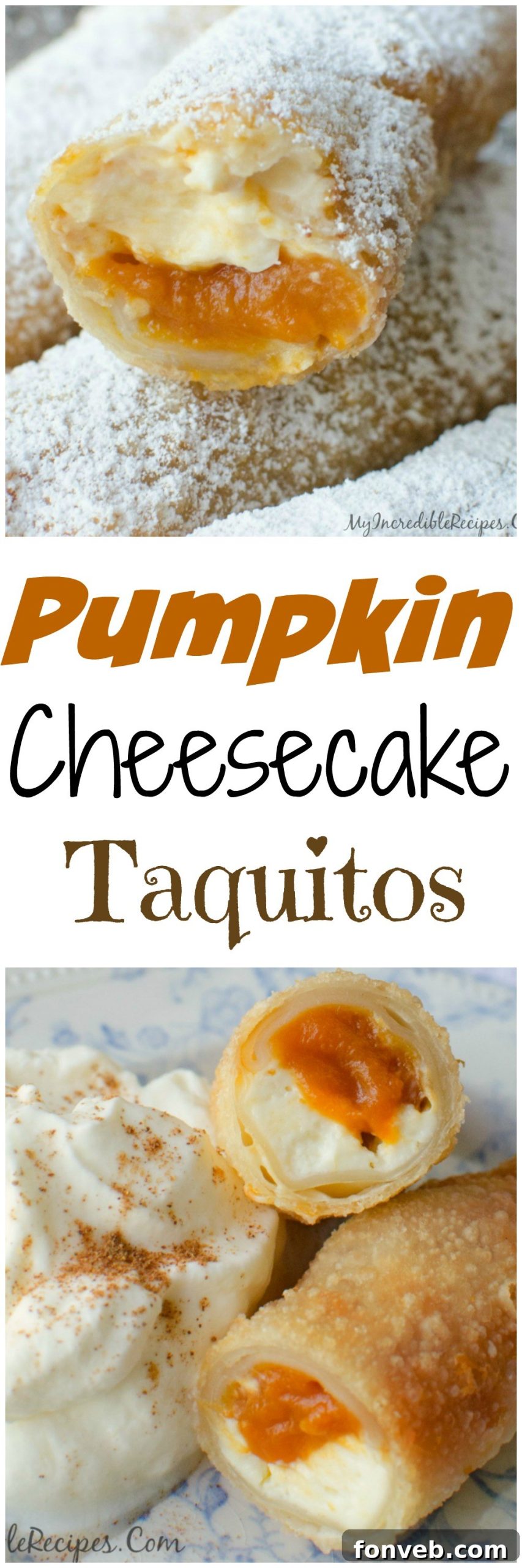 Crispy Pumpkin Cheesecake Rolls 11 Pinterest Pin for Pumpkin Cheesecake Taquitos