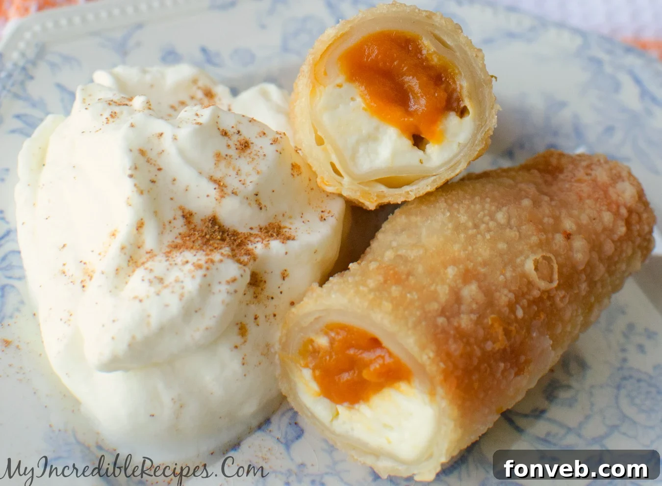 Crispy Pumpkin Cheesecake Rolls 8 Close-up of Pumpkin Cheesecake Taquitos