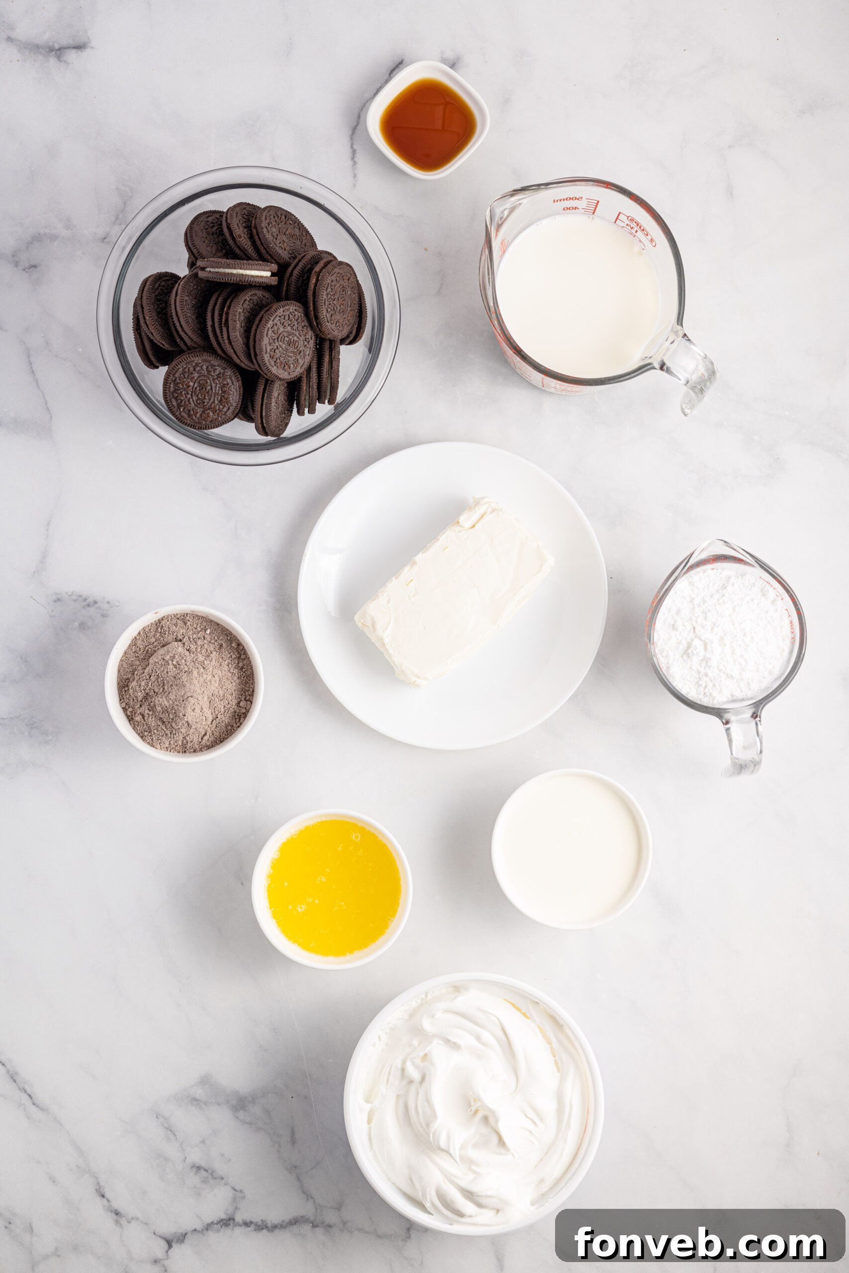 Overhead view of the ingredients needed to complete this recipe.