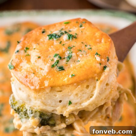 Broccoli Cheddar Biscuit Casserole