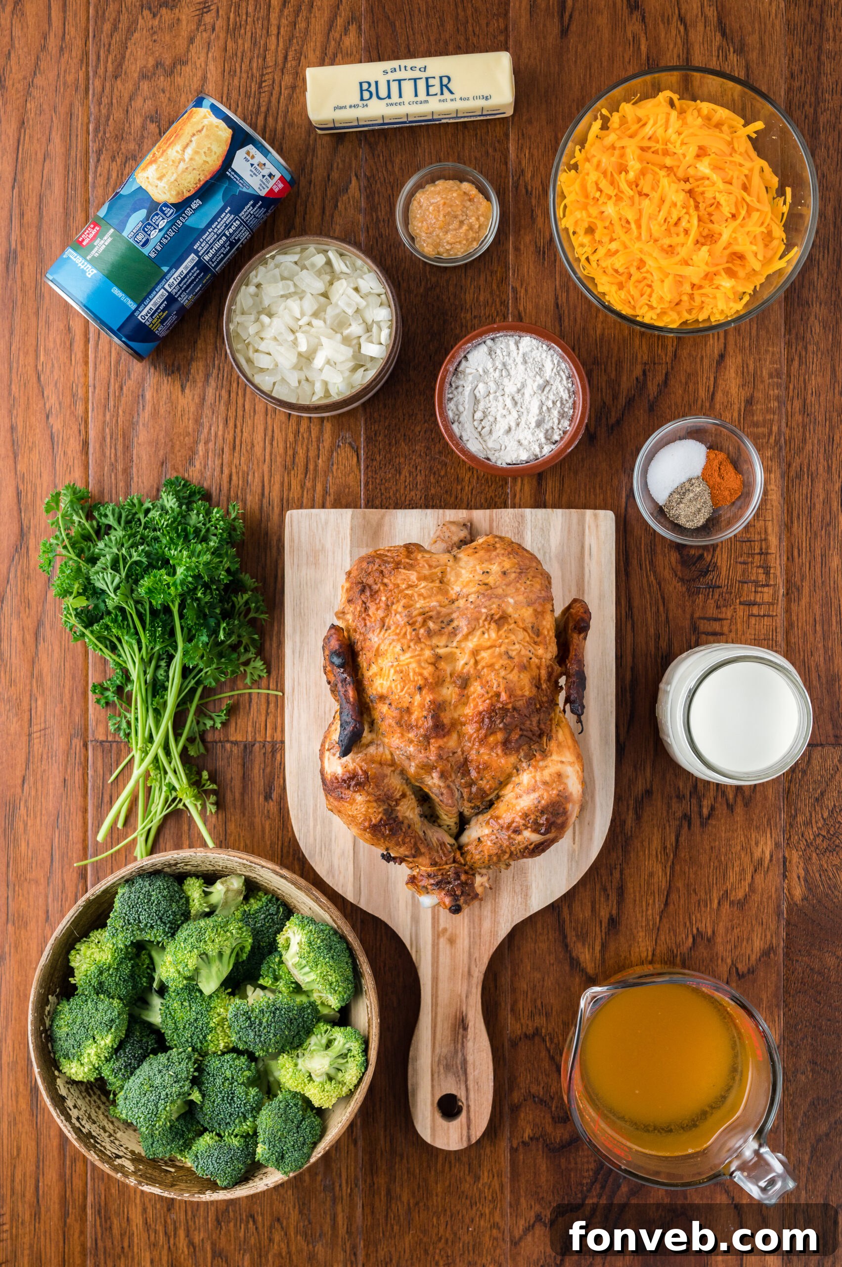 Overhead view of the ingredients needed to complete this recipe.