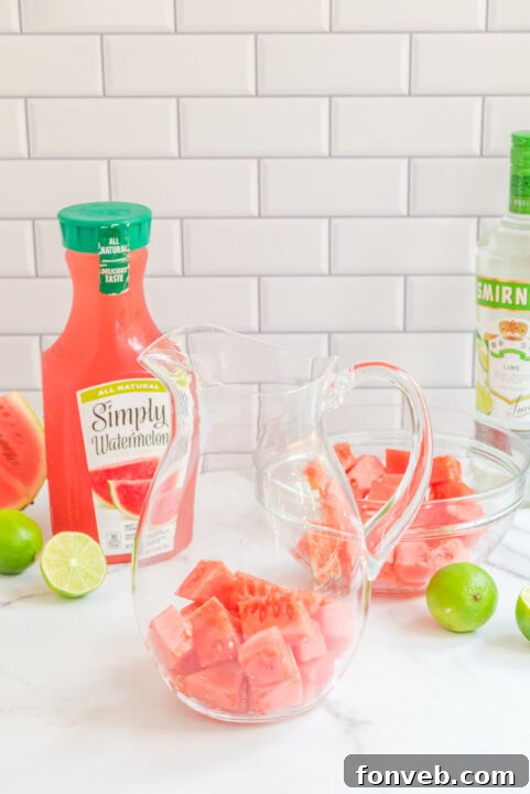 Watermelon Cocktail preparation step.