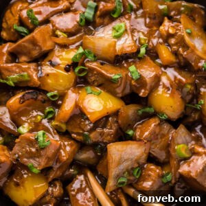 Teriyaki Steak Bites ready to serve in a bowl.