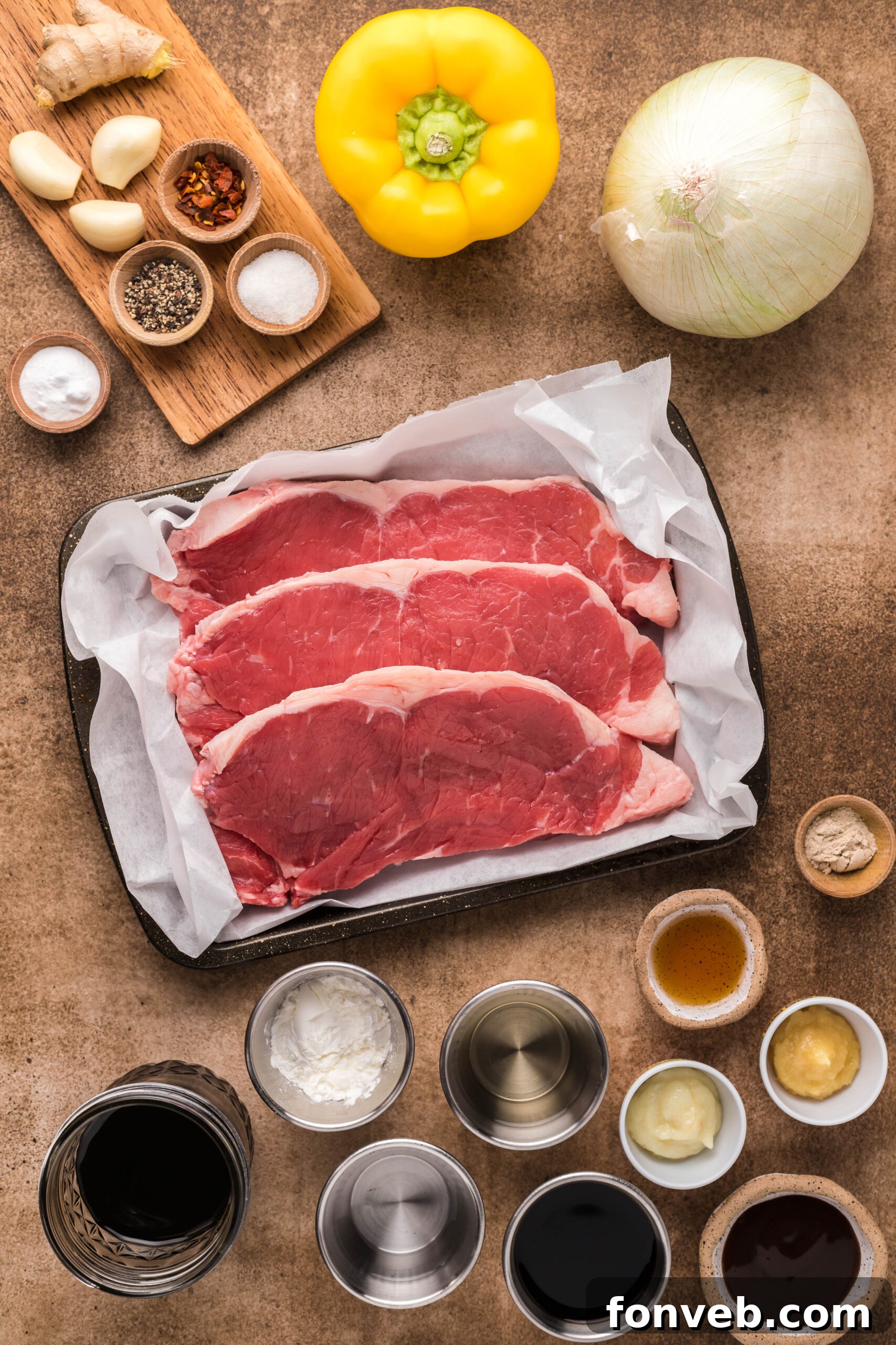Overhead view of the ingredients needed to complete this recipe.