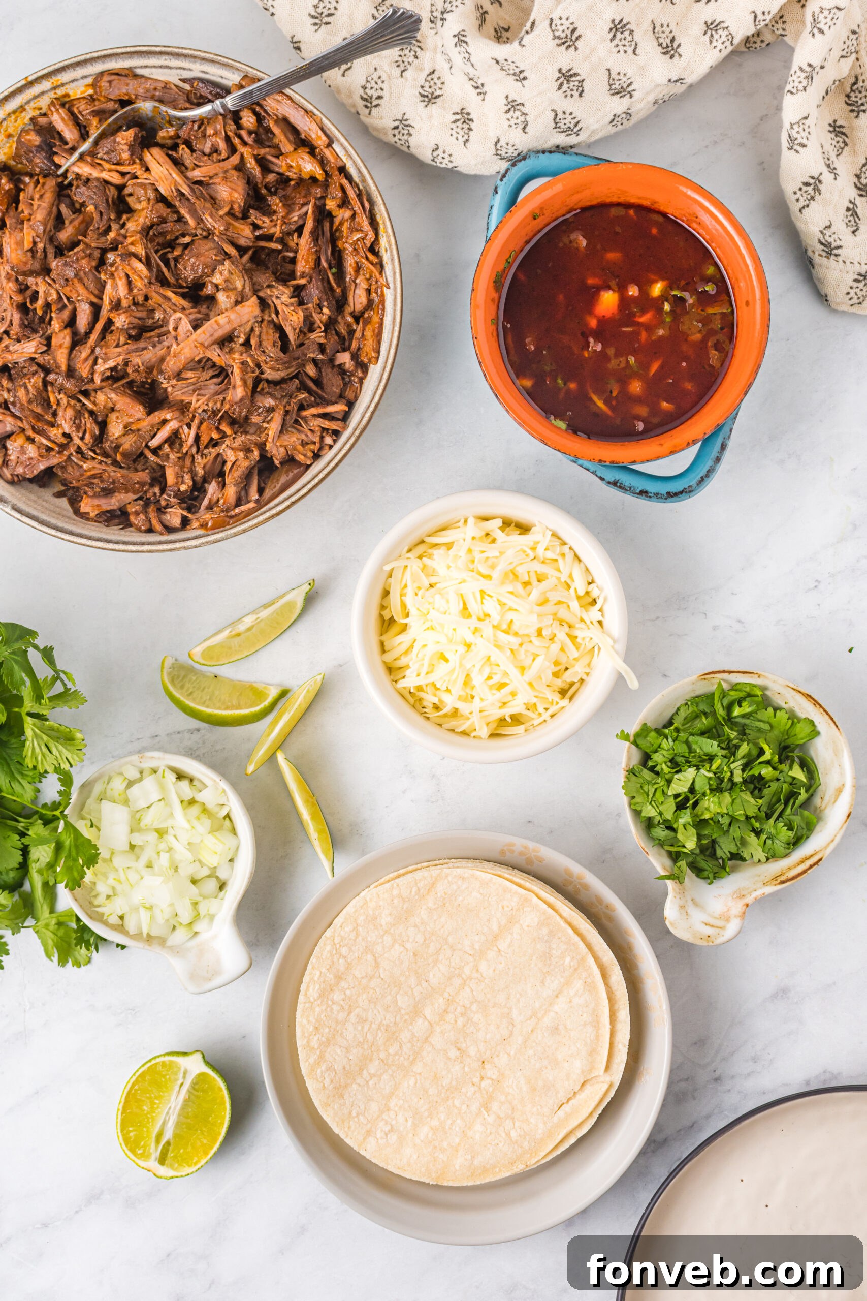 Overhead view of the ingredients needed to complete this recipe.