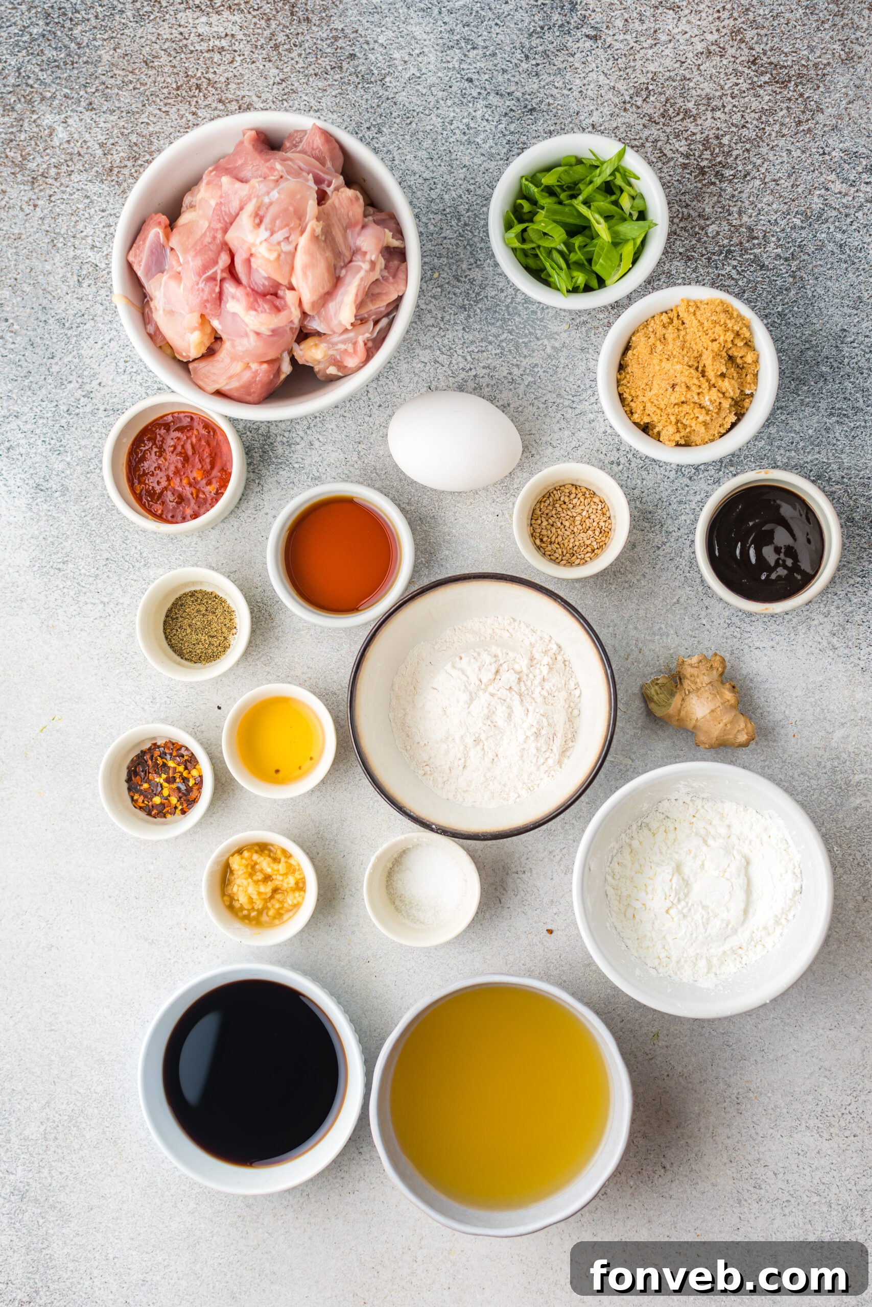 Overhead view of the ingredients needed to complete this recipe.