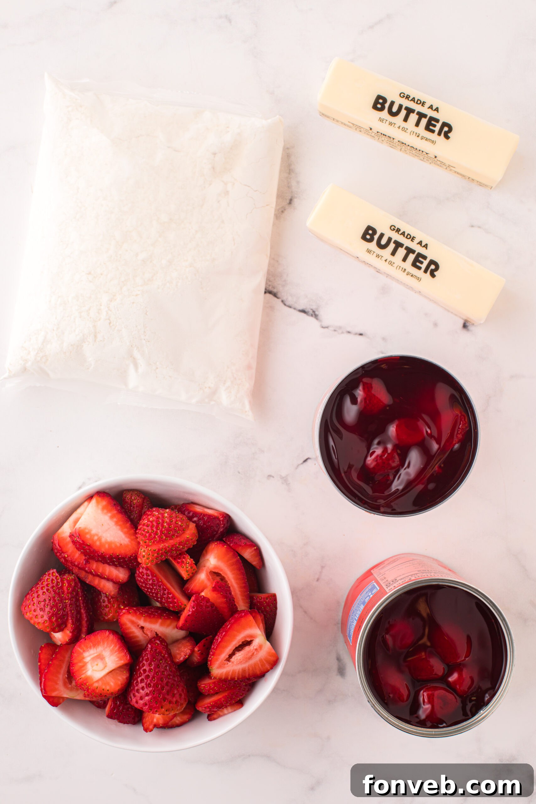 Overhead view of the ingredients needed to complete this recipe.