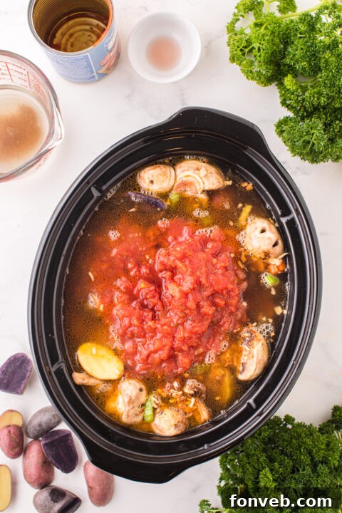 Step-by-step image of searing vegetables in the skillet.