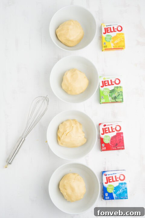 Vibrant Jello Bites 8 Step-by-step image of combining dry ingredients with wet ingredients for Jello Cookies.