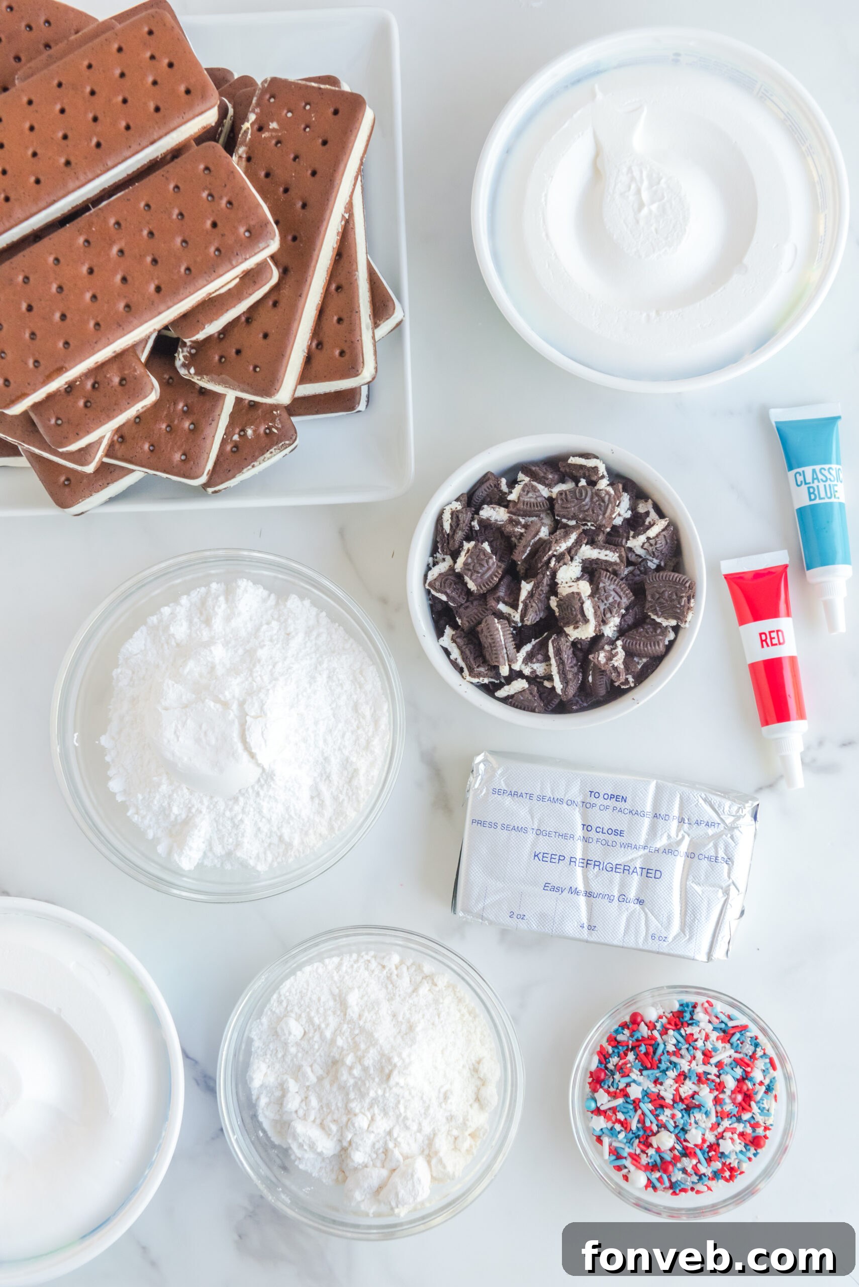 Overhead view of the ingredients needed to complete this recipe.