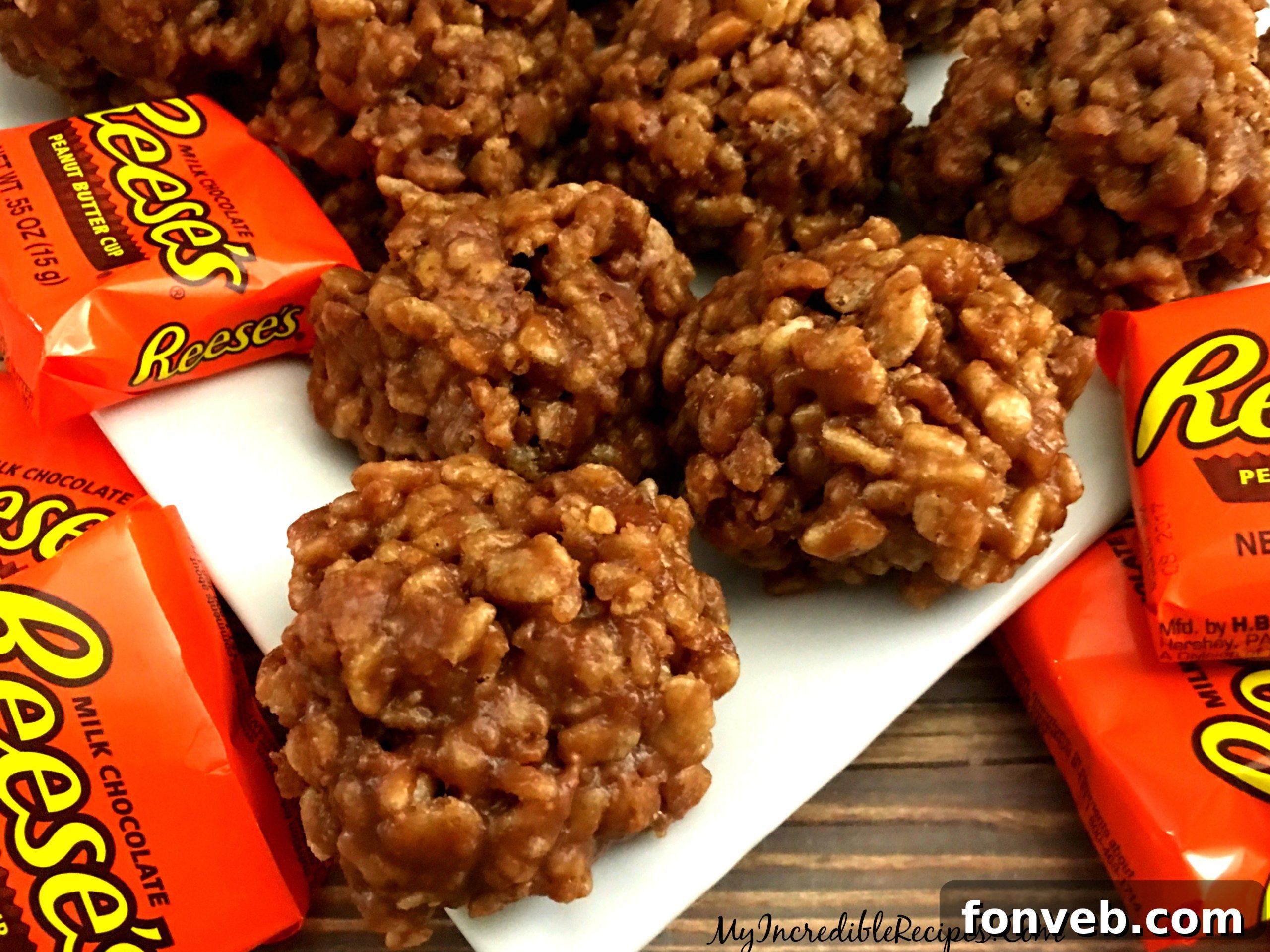 Delicious Reese's Krispy Cookie Balls on a serving platter