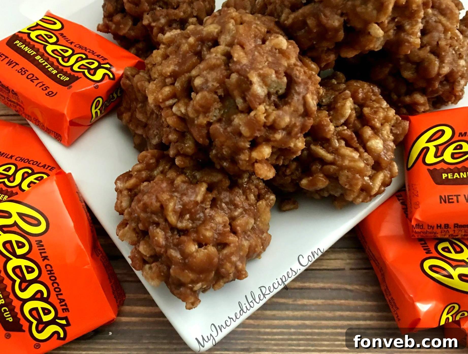 Pile of Reese's Krispy Cookie Balls ready to be served