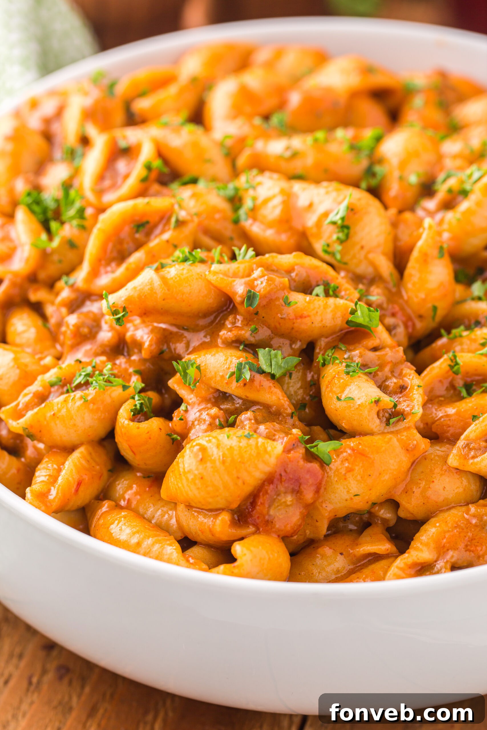 taco pasta in a white bowl