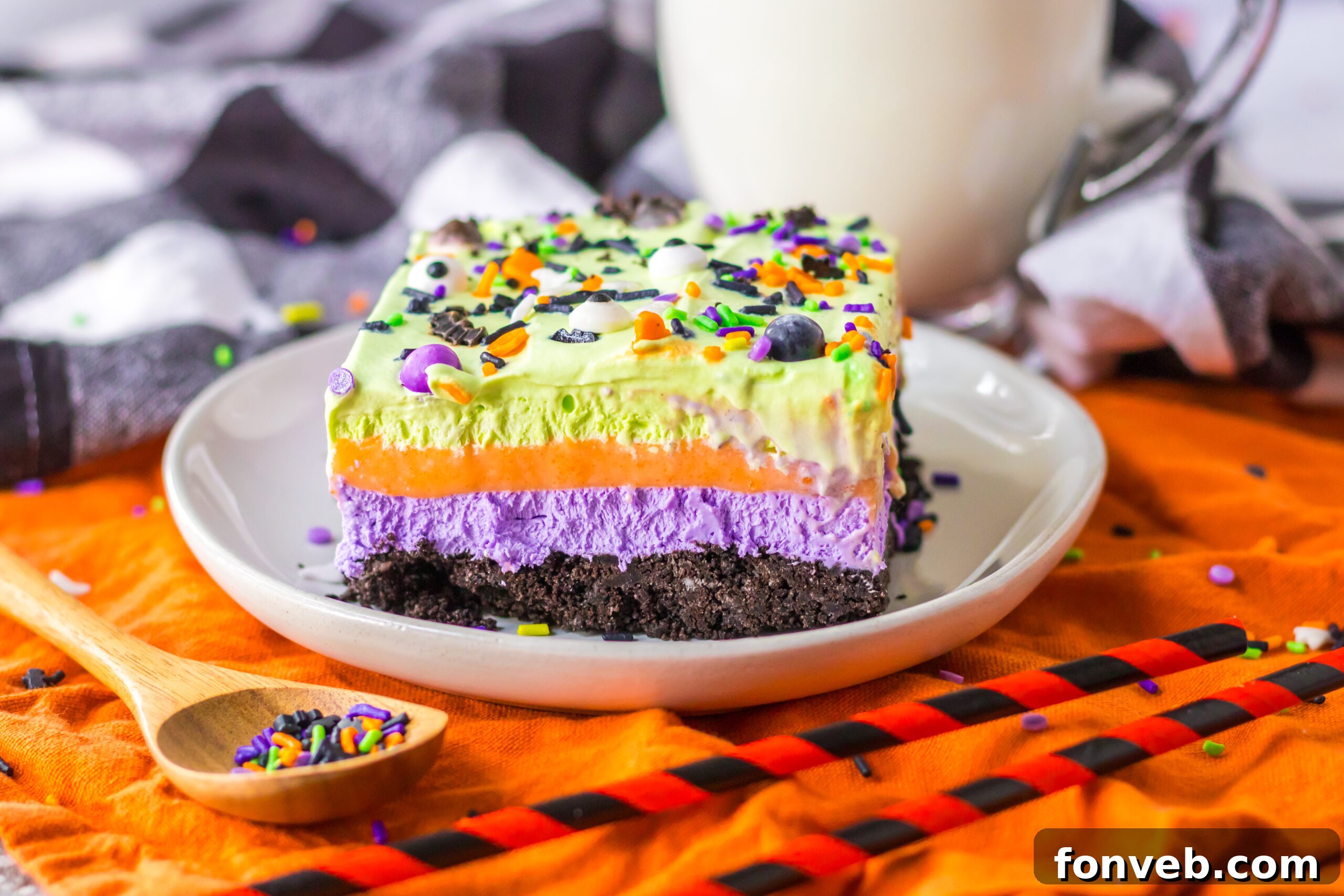 side view of the halloween lush on a white plate 