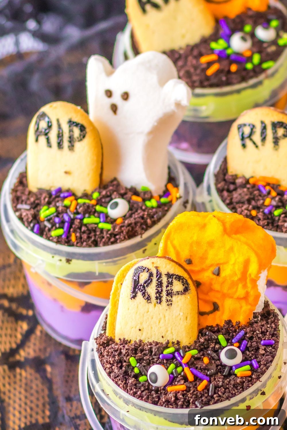 Monster Mash Pudding Treats 11 Halloween Pudding Cups on table