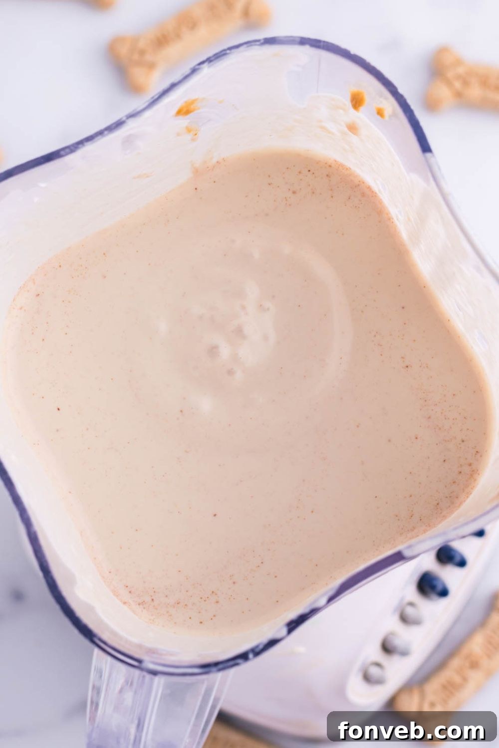 blended dog ice cream in blender on table 