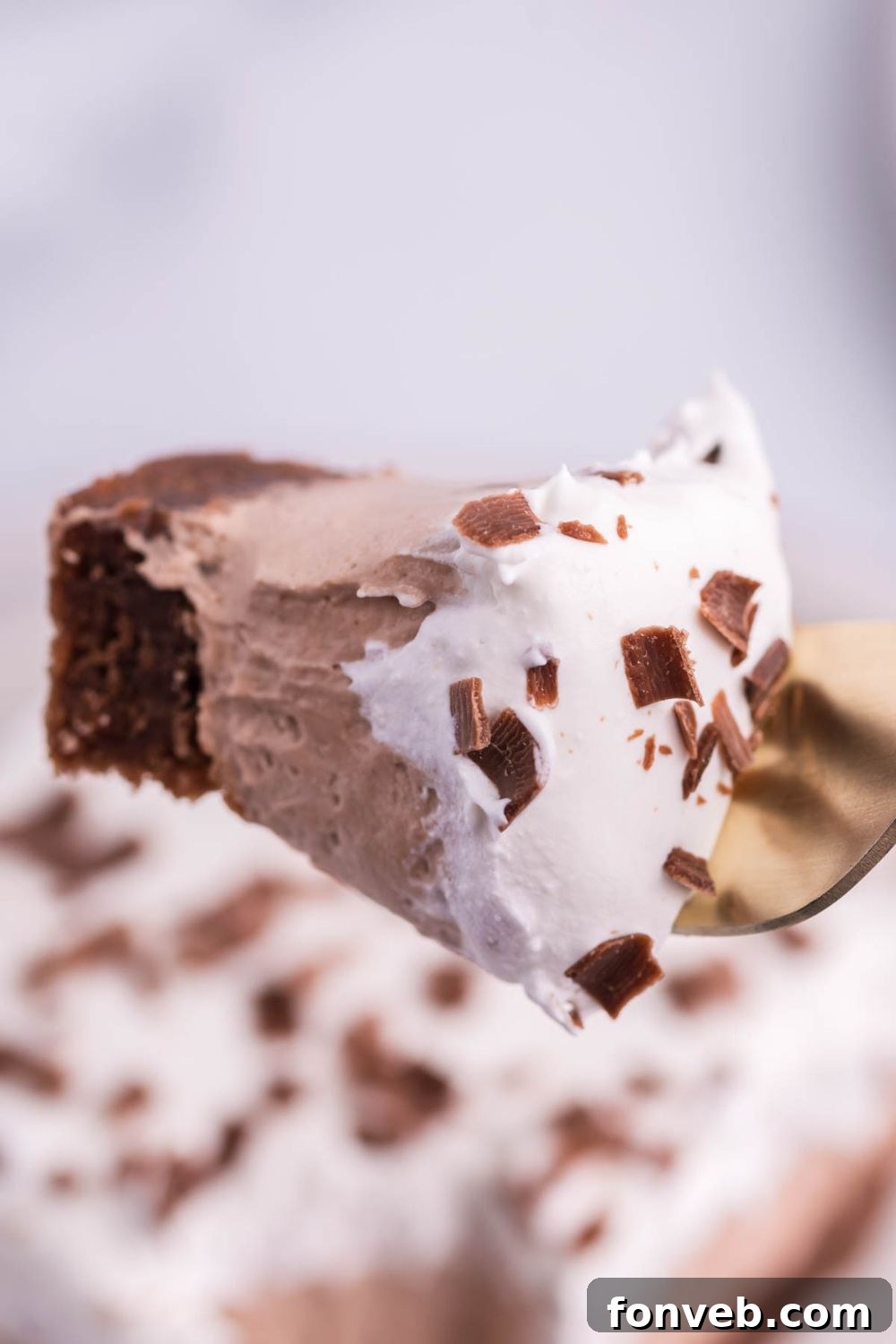 french silk brownie on fork