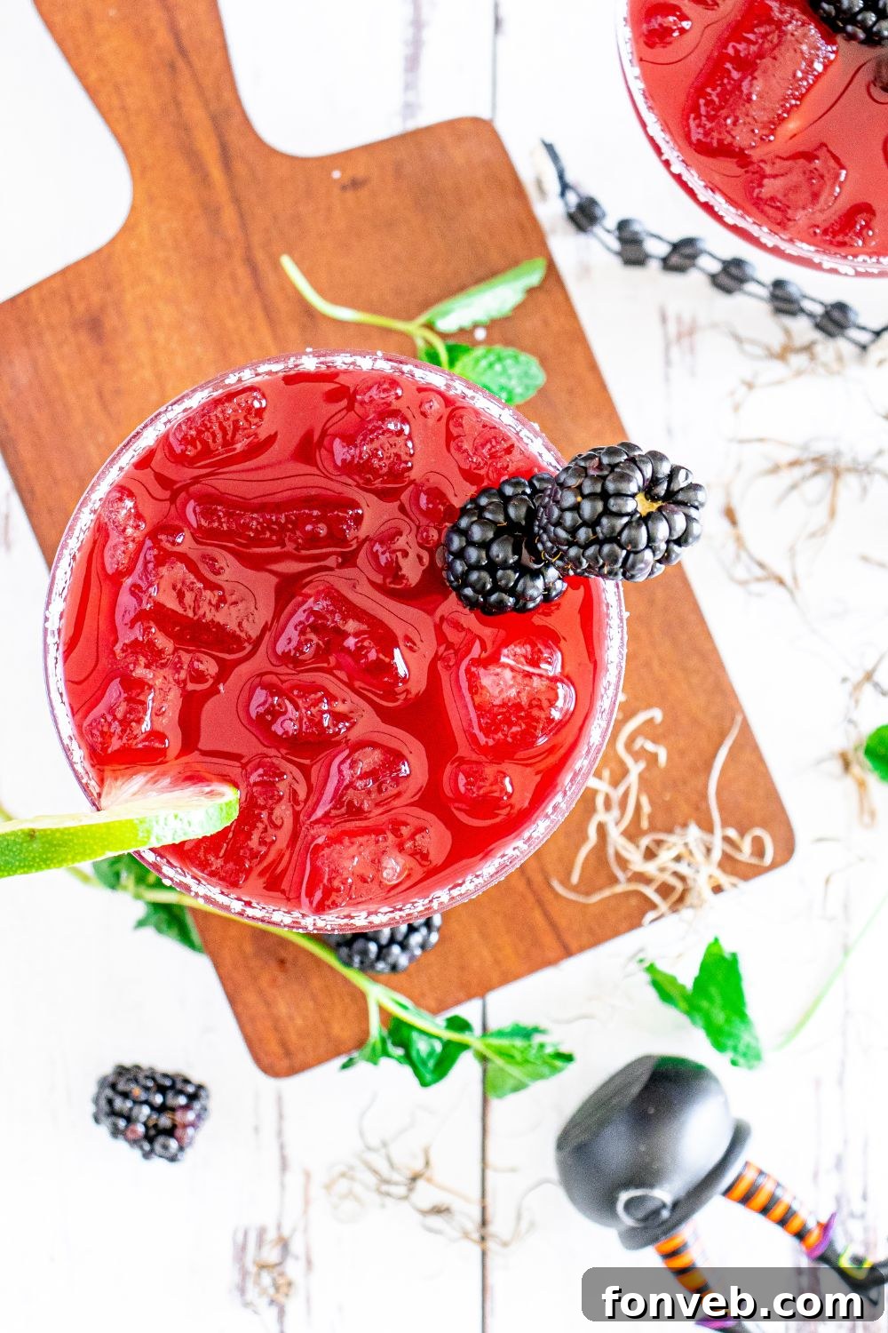 Magic Potion Margarita 13 A Sanderson Sisters Margarita elegantly displayed on a decorative tray, ready to be served.