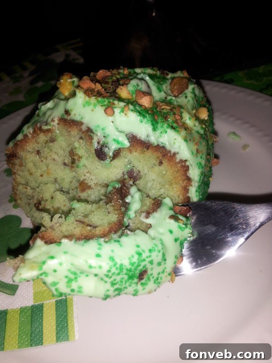 Close-up of Homemade Pistachio Cake Slice