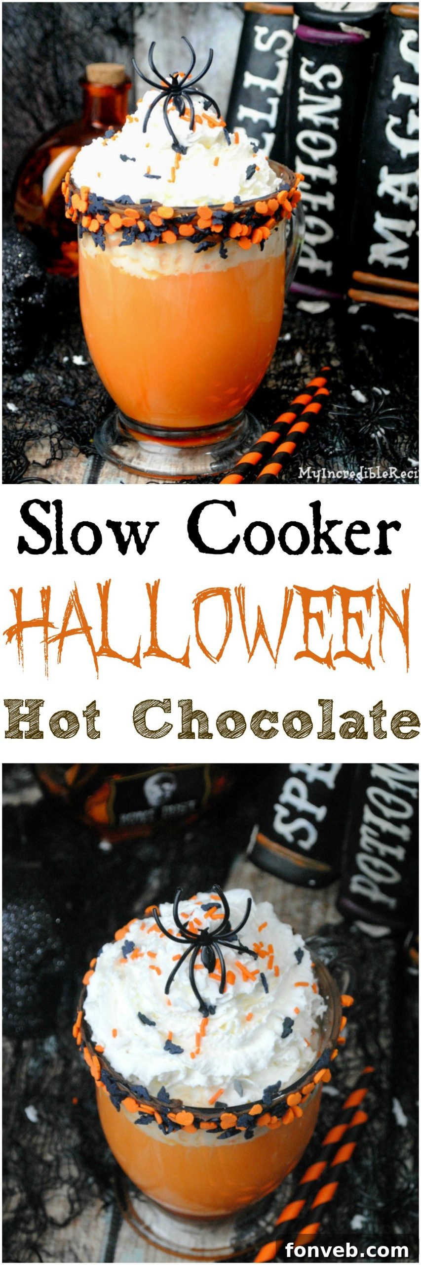Pin for Slow Cooker Halloween Hot Chocolate recipe