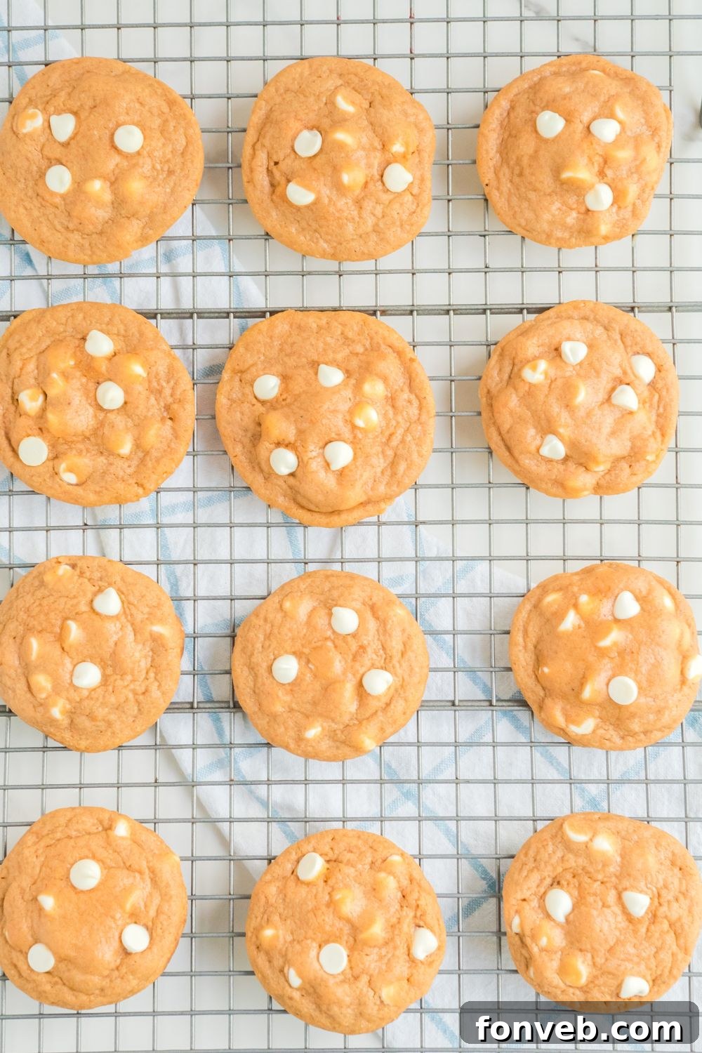 overhead shot of cookies on cooling rack