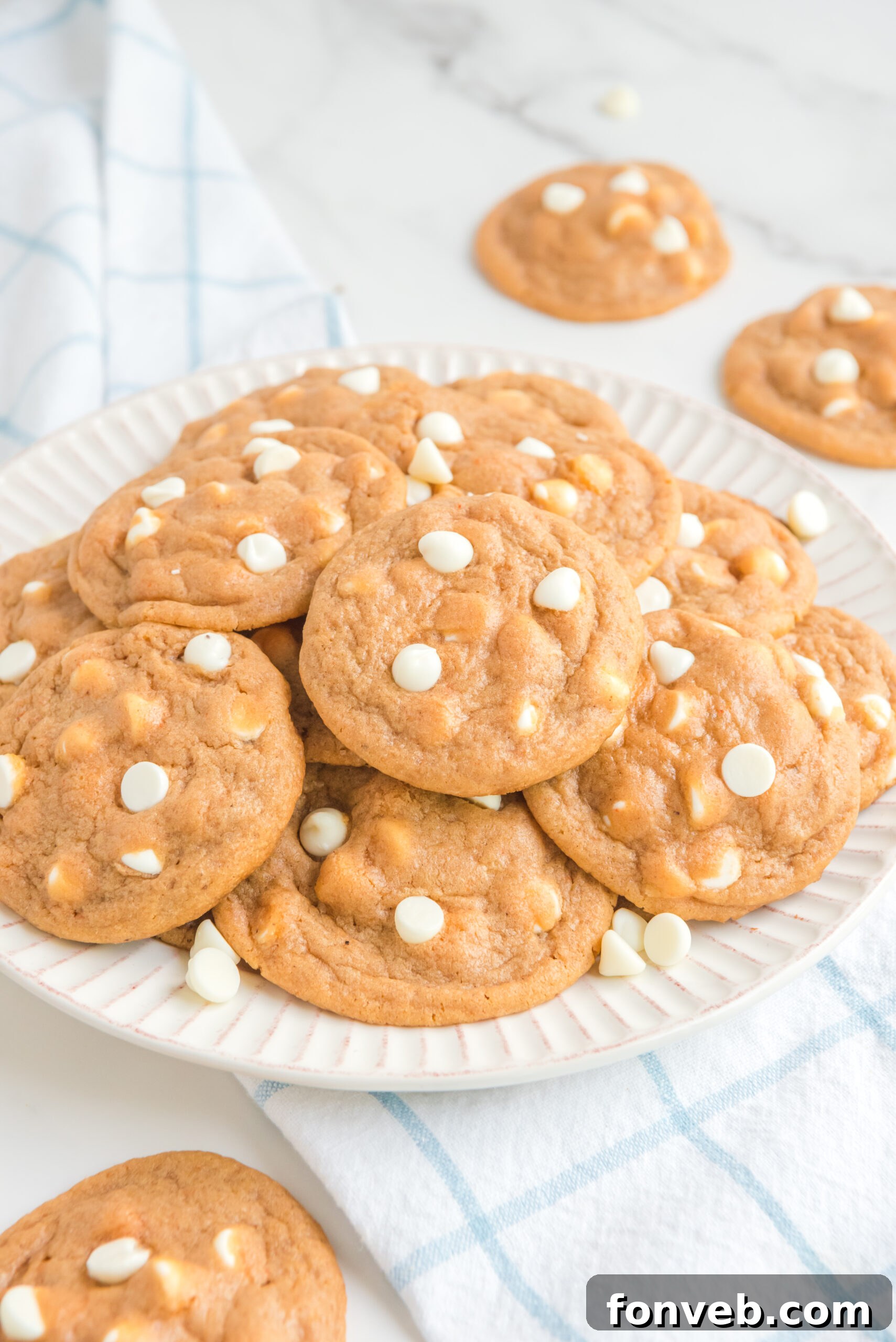 Pumpkin Spice Pudding Cookies on a white plate 