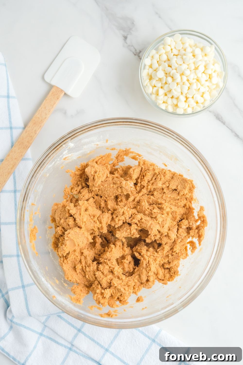 pumpkin spice cookie dough in a glass bowl 