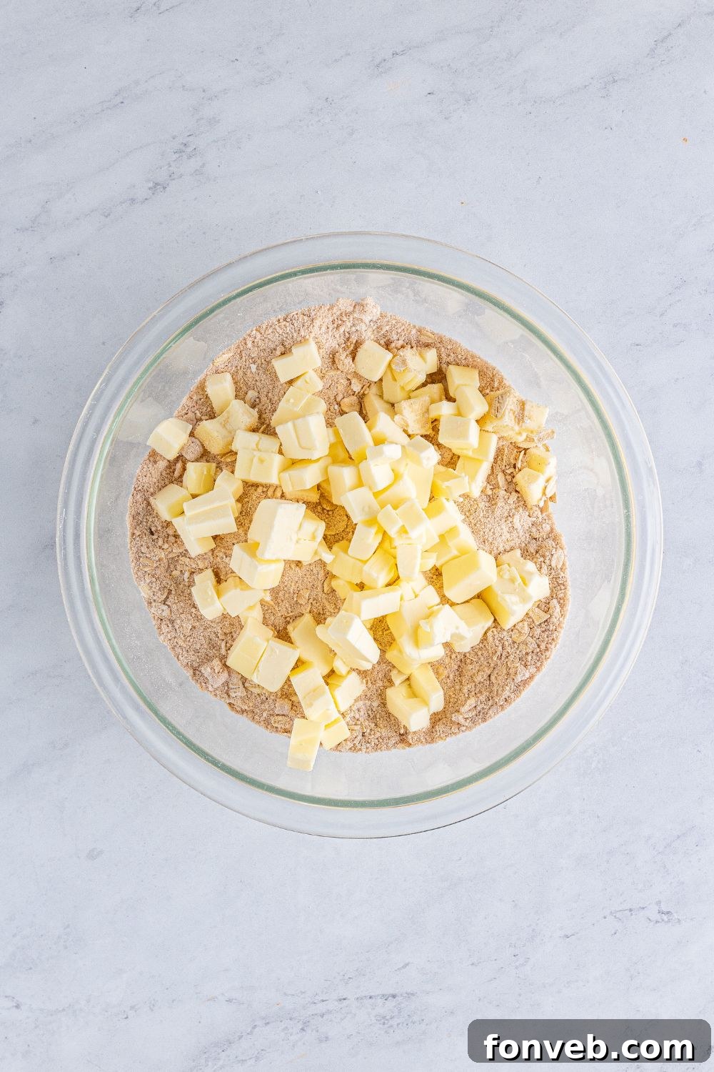 streusel ingredients in a glass bowl