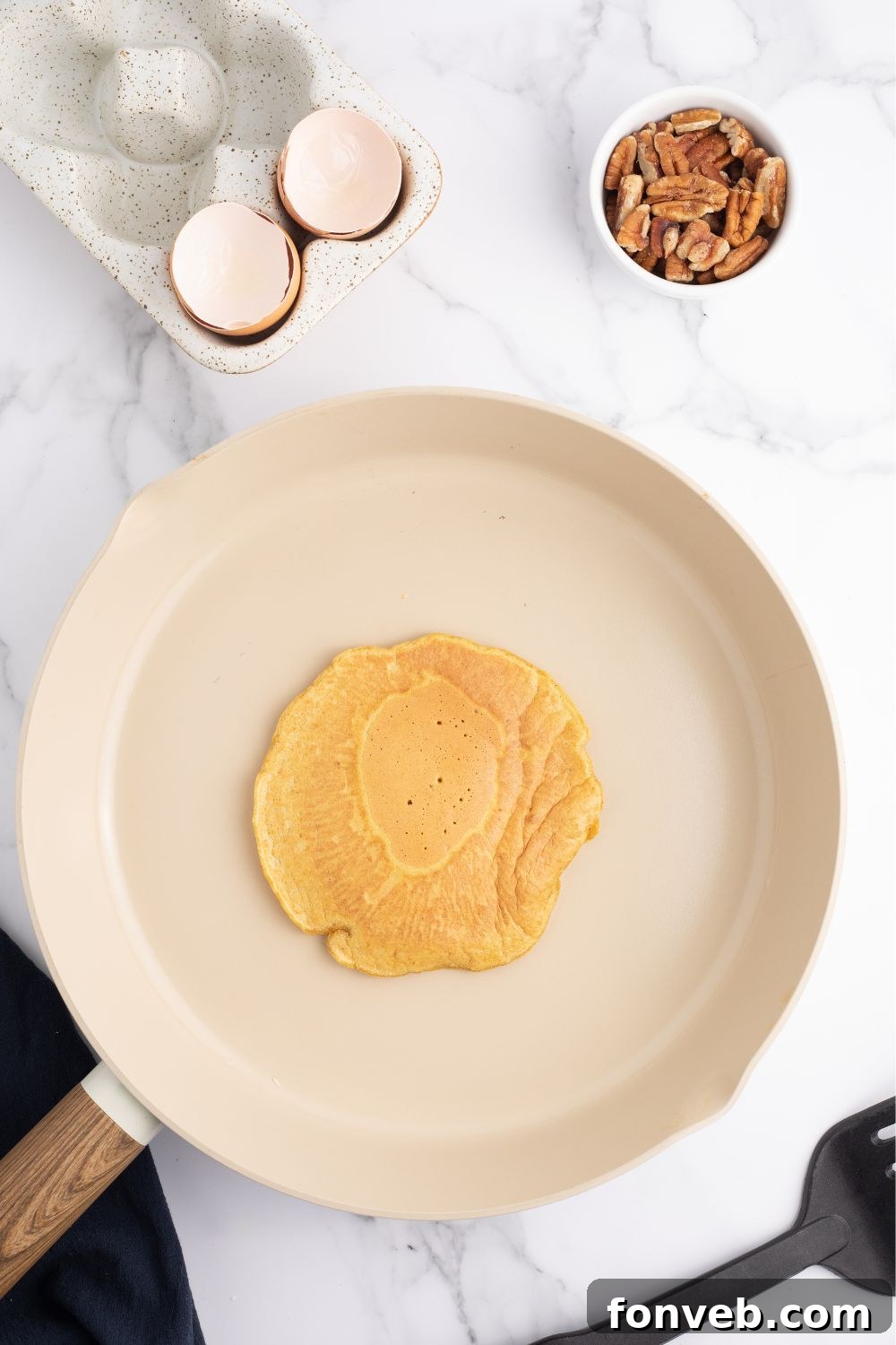 pancake cooking in a skillet