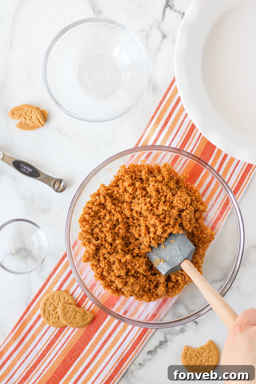 Spiced Pumpkin Ice Cream Pie 8 crushed gingersnap mixture in a glass bowl