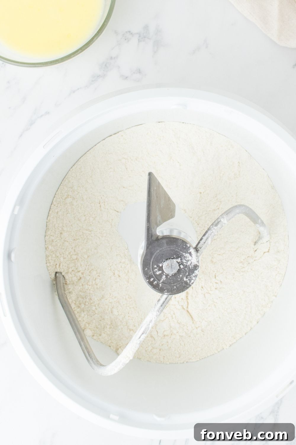 dry ingredients in a mixer