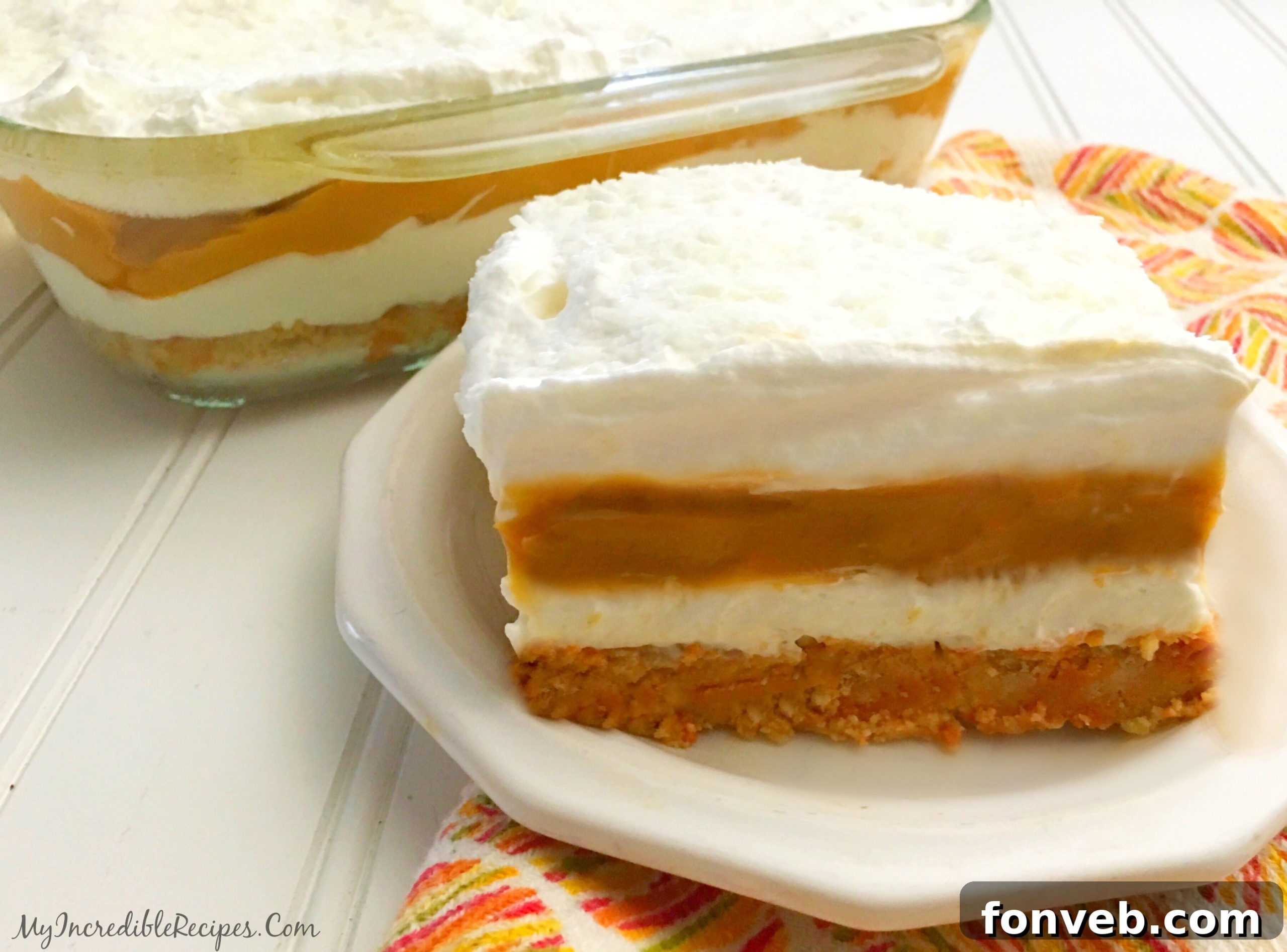 Spiced Pumpkin Cheesecake Lasagna 10 Pumpkin Cheesecake Lasagna in a baking dish, ready for serving or freezing