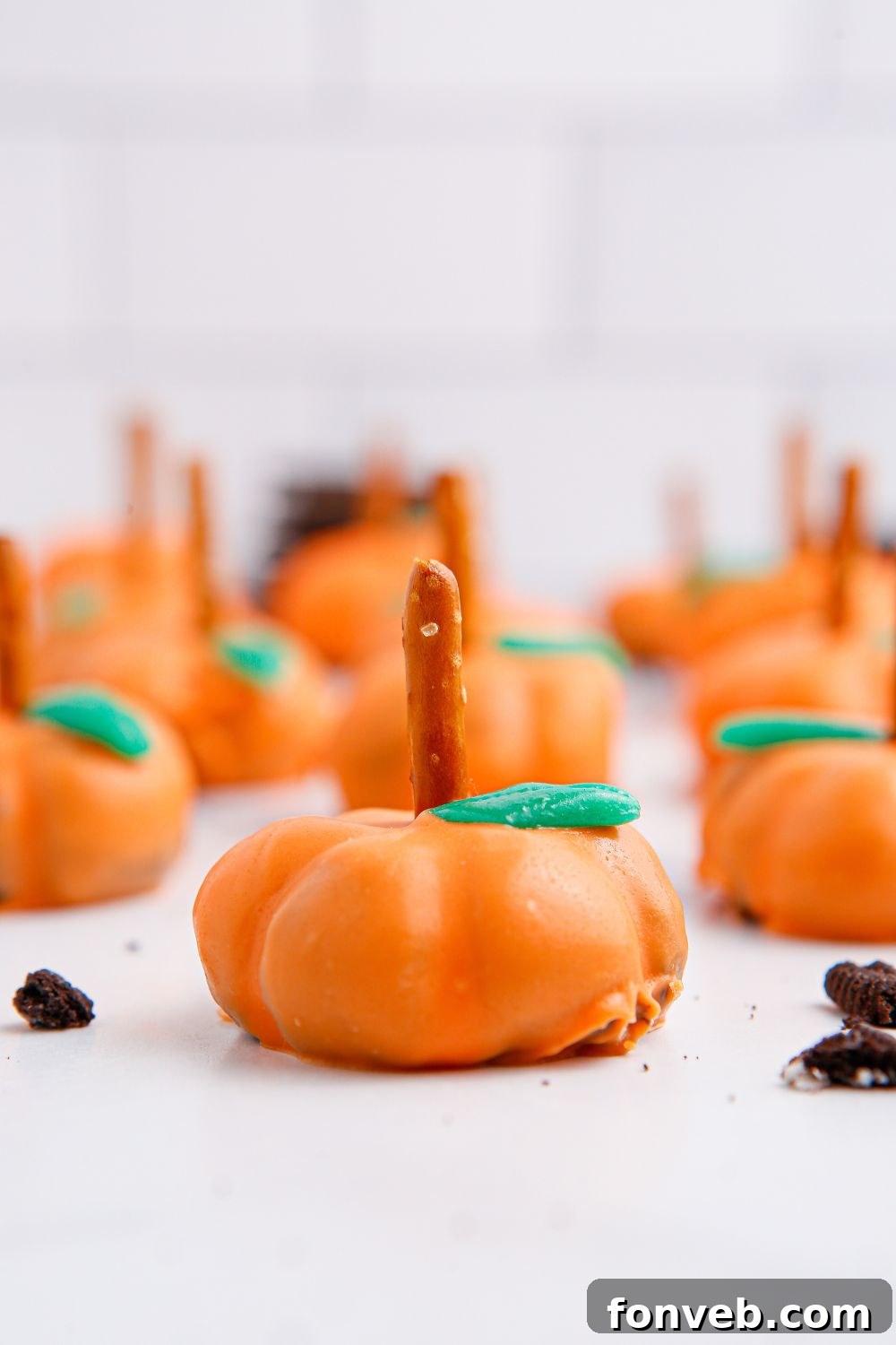 Pumpkin Spiced Oreo Truffles 13 pumpkin oreos on table