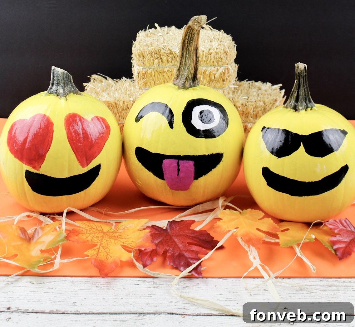 Pumpkins with Personality 2 A beautifully decorated autumn home entrance with pumpkins, hay bales, and festive greenery, creating a warm and inviting fall atmosphere.