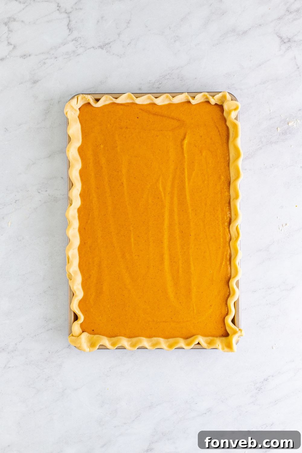 pumpkin pie filling in pie crust