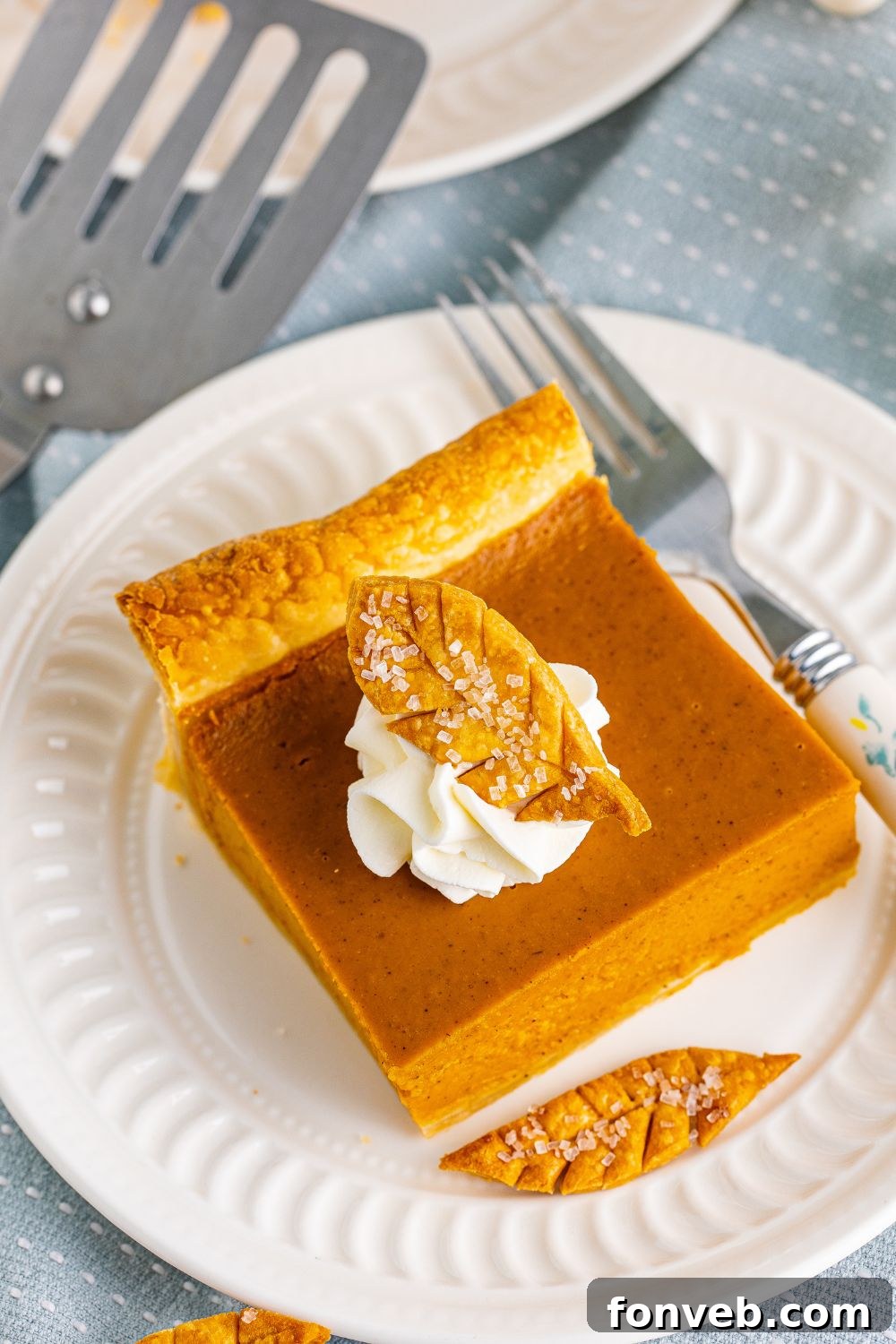 square slice of pie on plate