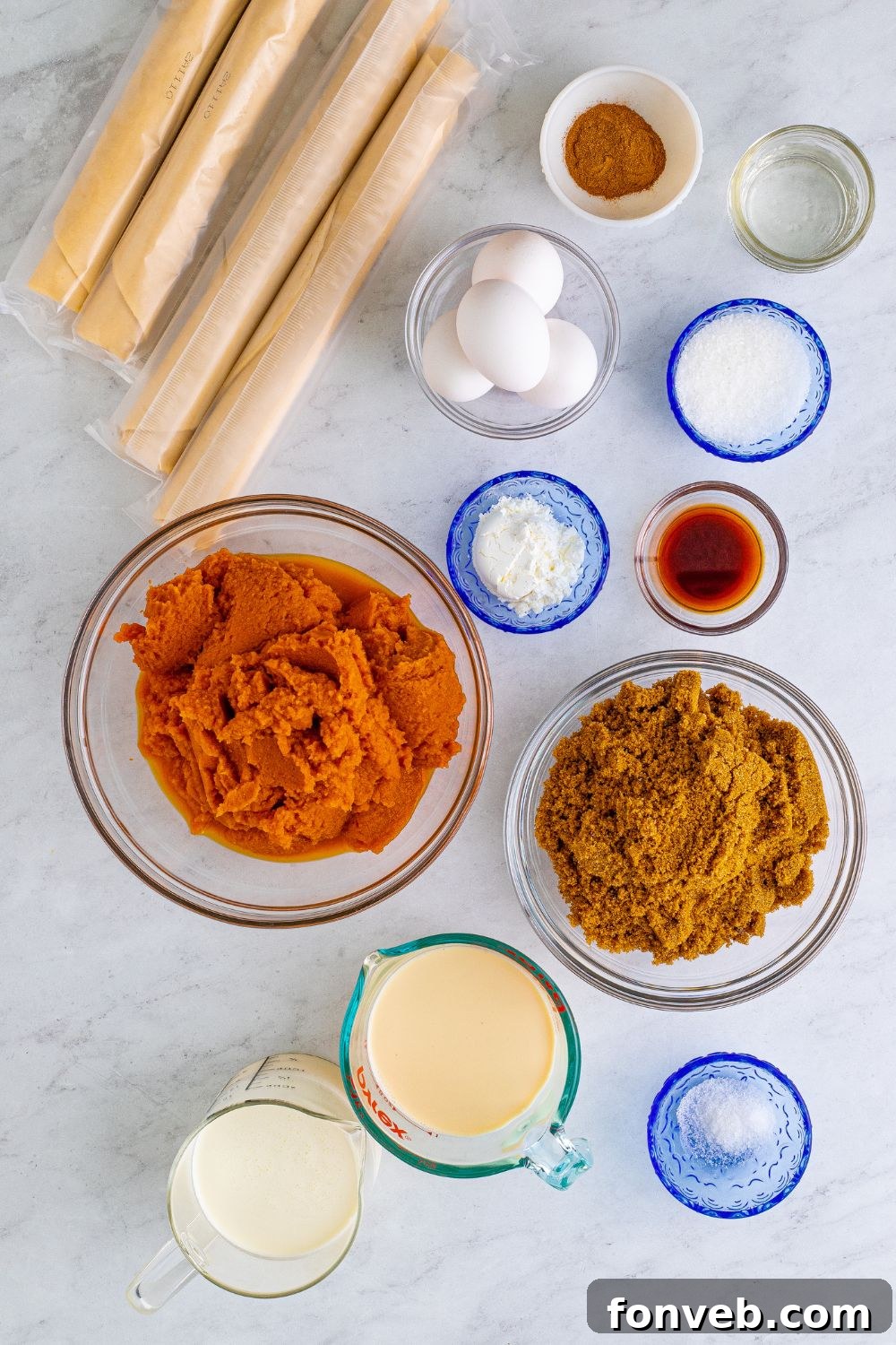 ingredients for pumpkin pie on table