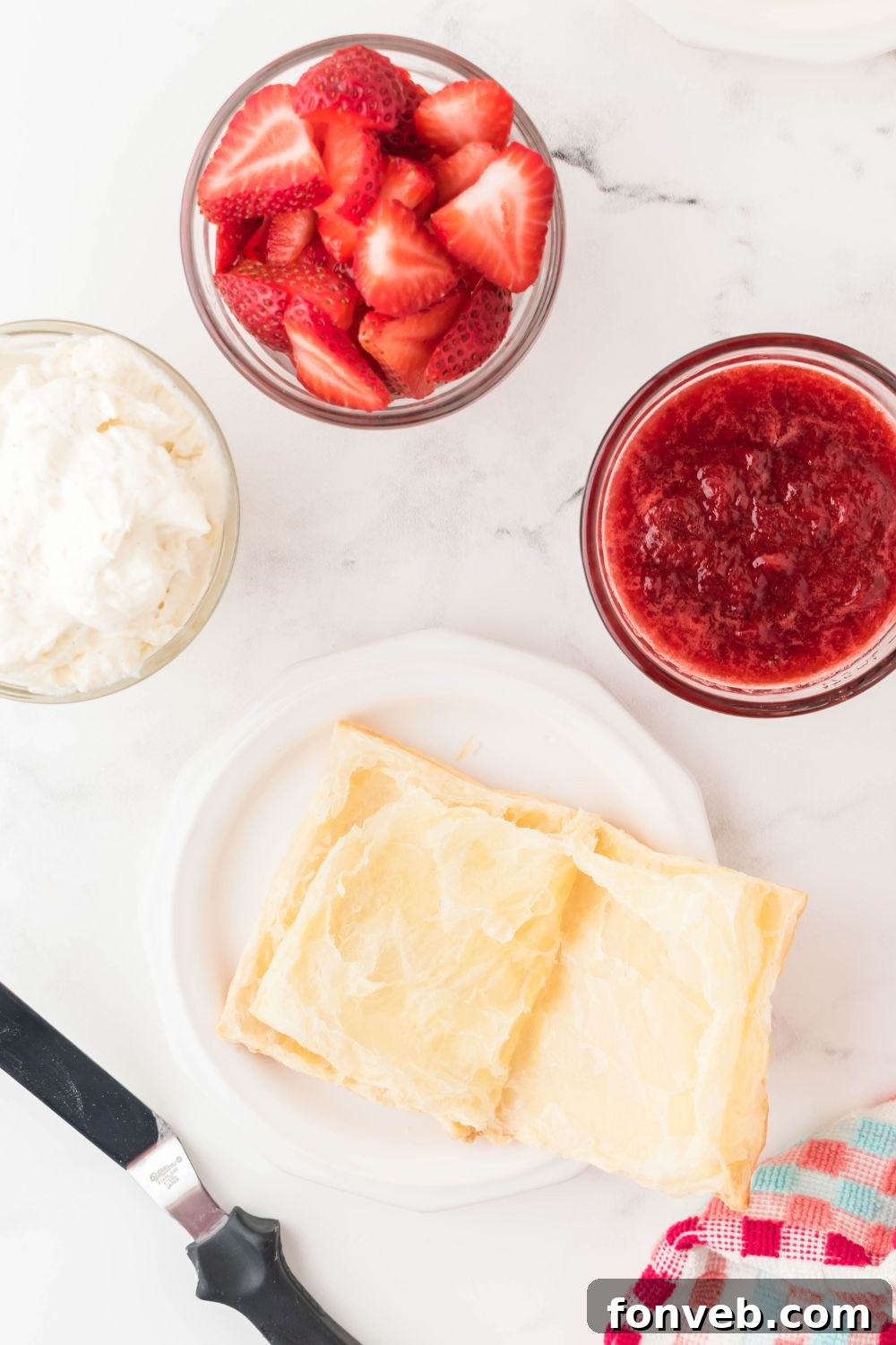 puff pastry open and placed on plate