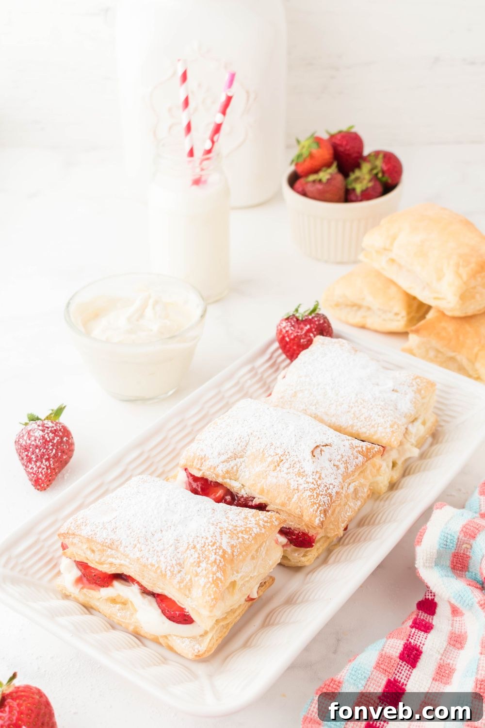 Drakes strawberry desserts on long tray